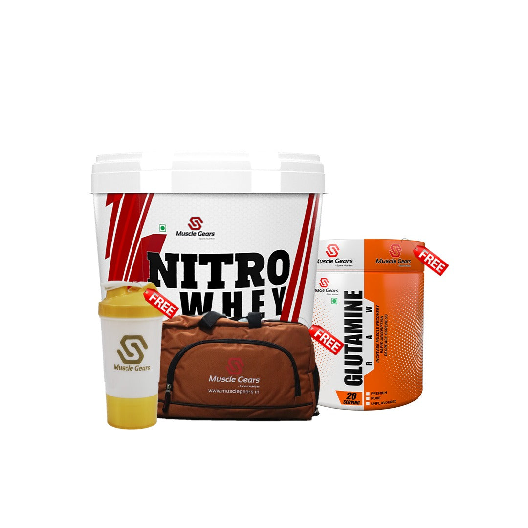 muscle gears buy Nitro whey +gym bag+glutamin+shaker free